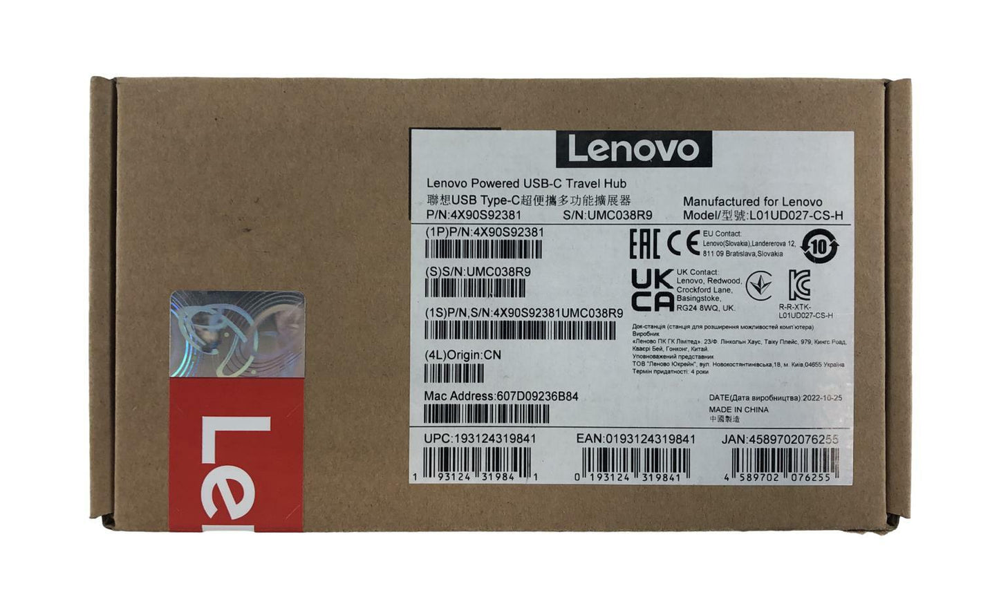 NEW - Open Box - Lenovo L01UD027-CS-H Powered USB-C Travel Hub - Black