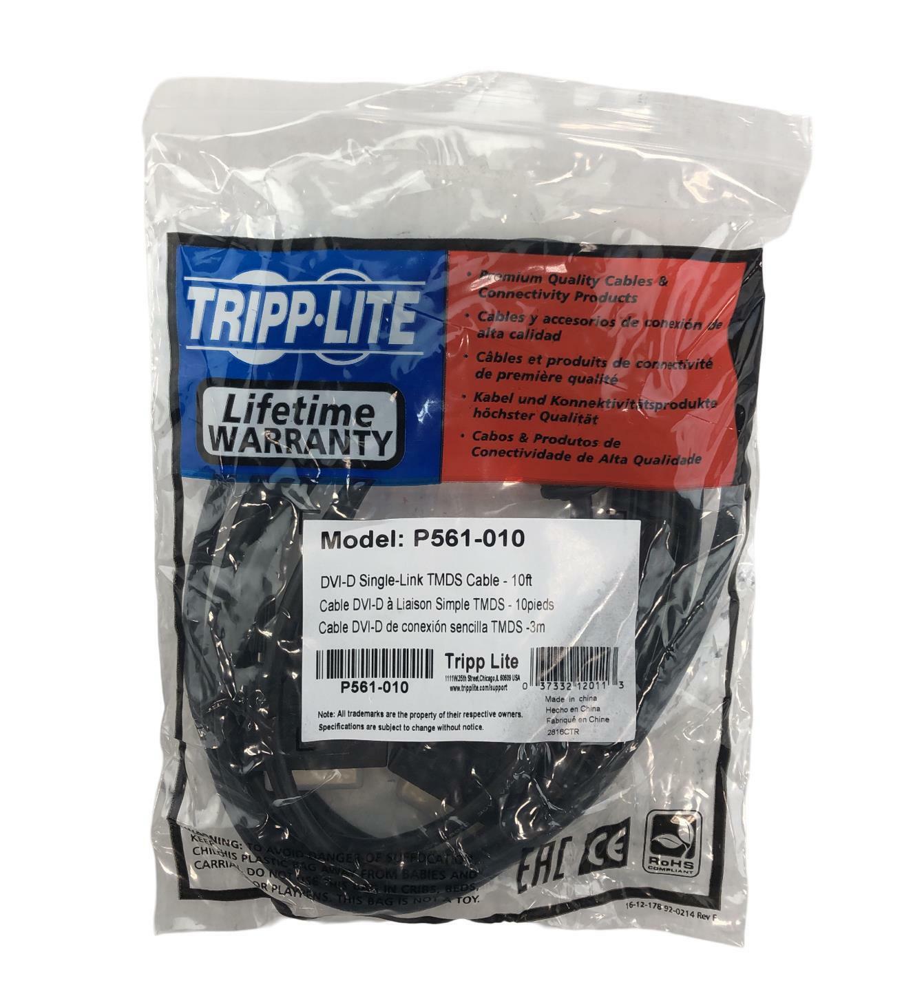 NEW - Open Box - Lot of 3 - Tripp Lite P561-010 DVI-D Single-Link 10FT Cable