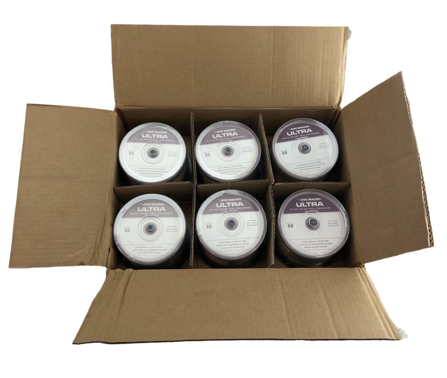 Lot of 6 - NEW Open Box - Disc Makers Ultra DVD032-00022 50 Burnable Blank DVD-R