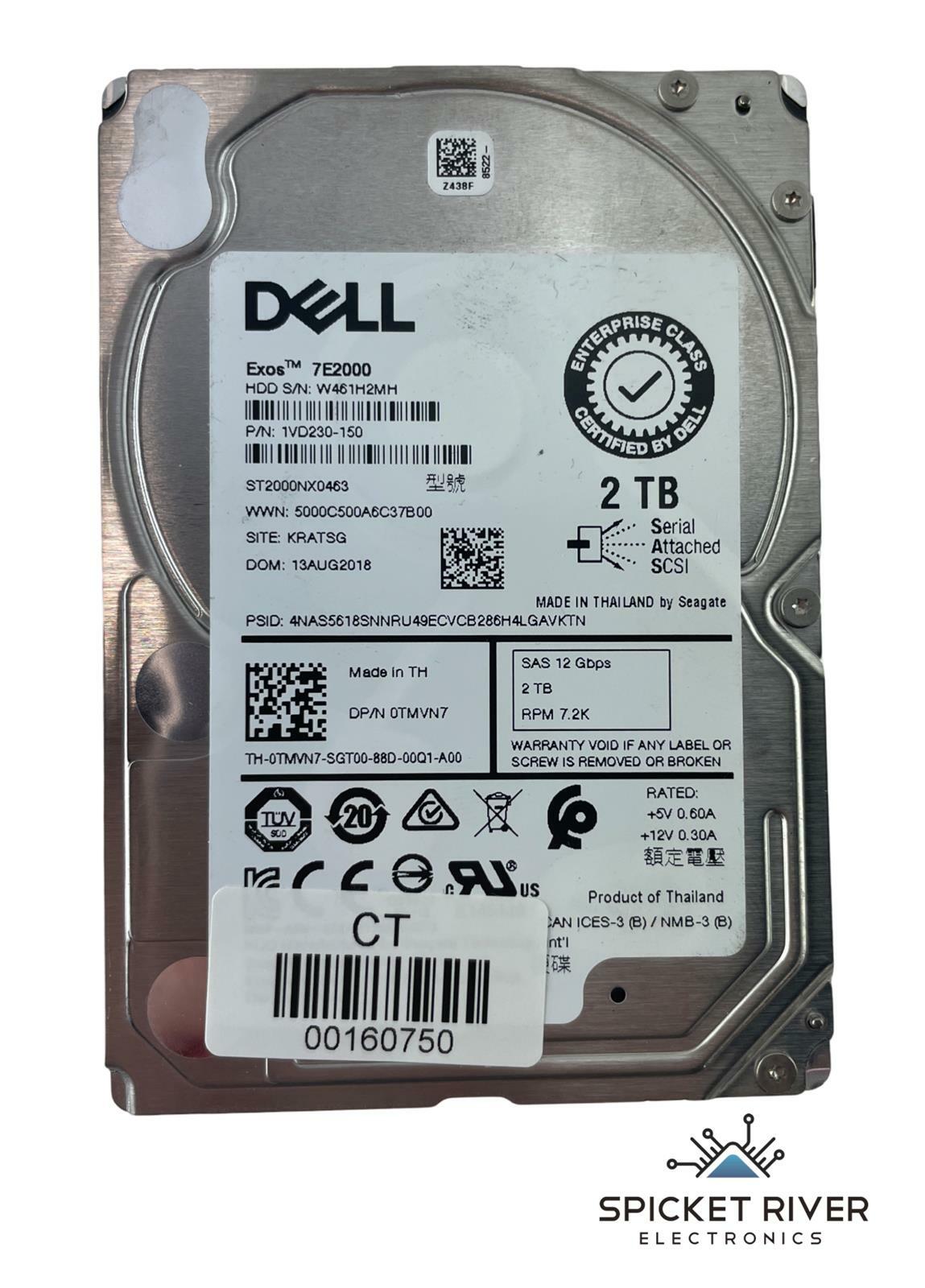 Dell ST2000NX0463 2TB HDD 2.5-inch Enterprise Hard Drive 1VD230-150 TMVN7 SAS