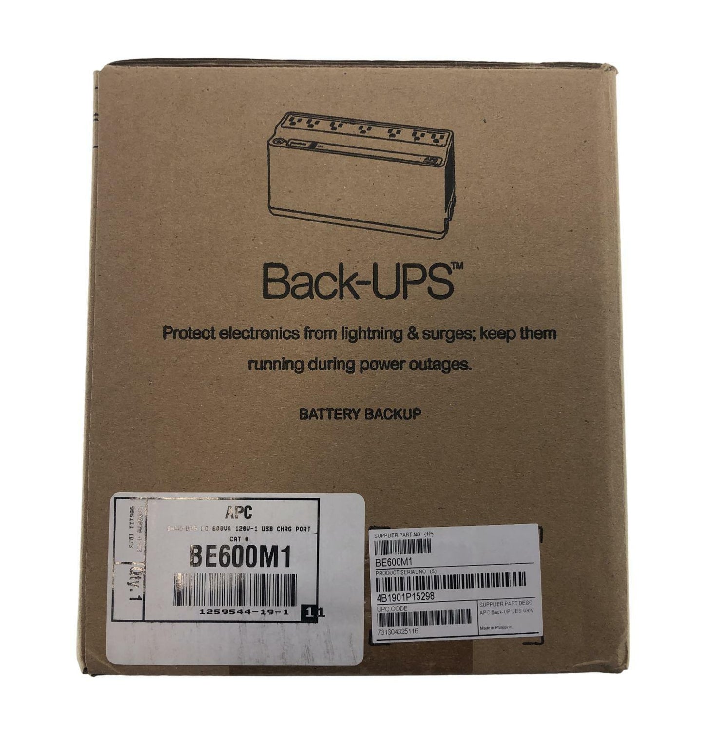 NEW - APC Back-UPS 600 BE600M1 120V USB 7-Outlet Charging Port