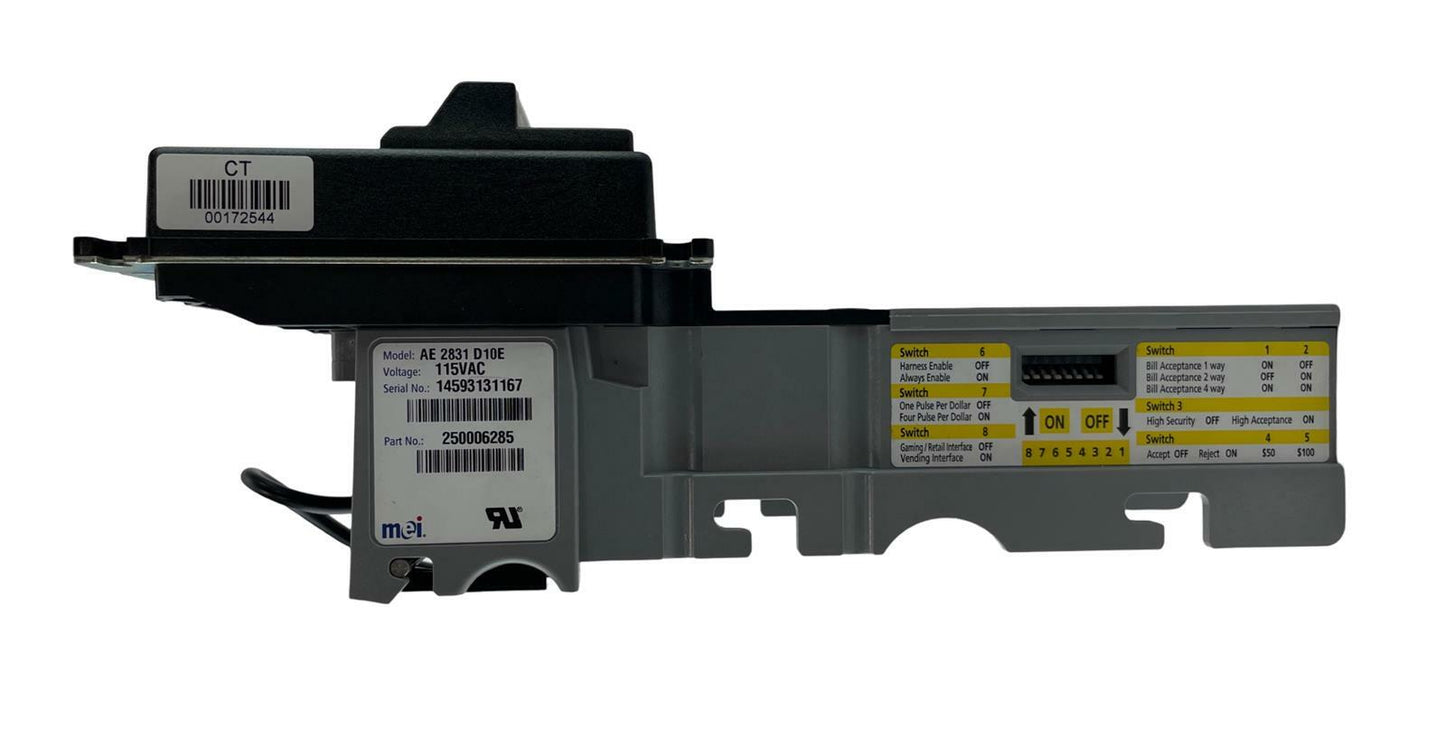 Mei AE 2831 D10E Bill Acceptor Validator 115VAC Part #: 250006285