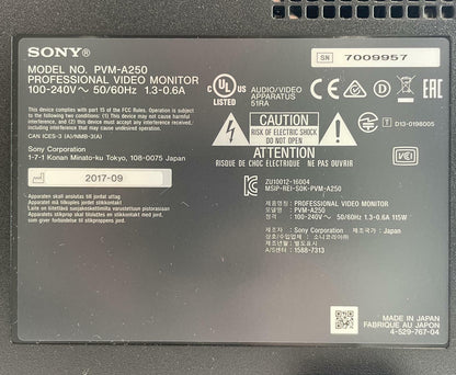 Sony PVM-A250 TRIMASTER EL OLED Professional Production Monitor - 32,688hrs