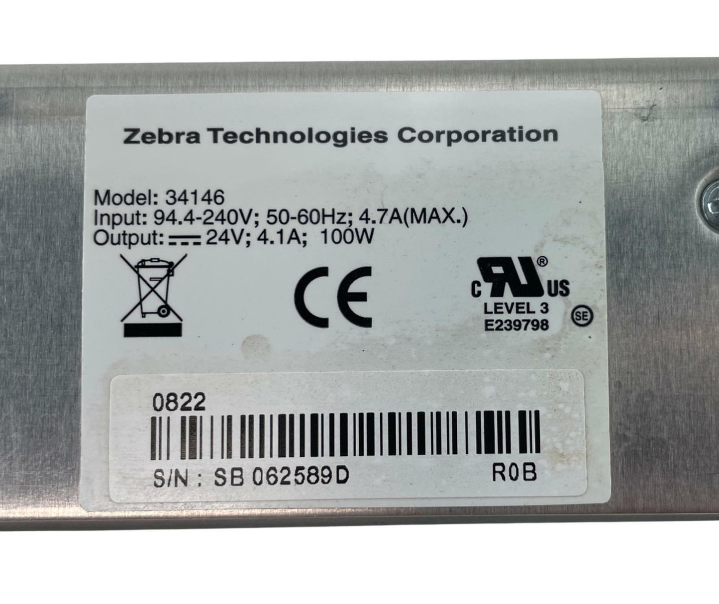 Zebra 34146-005 Stripe S4M 100W 24V 4.1A Power Supply