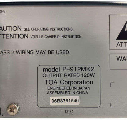 TOA 900 Series II 120W Professional 8-Channel Power Amplifier P-912MK2