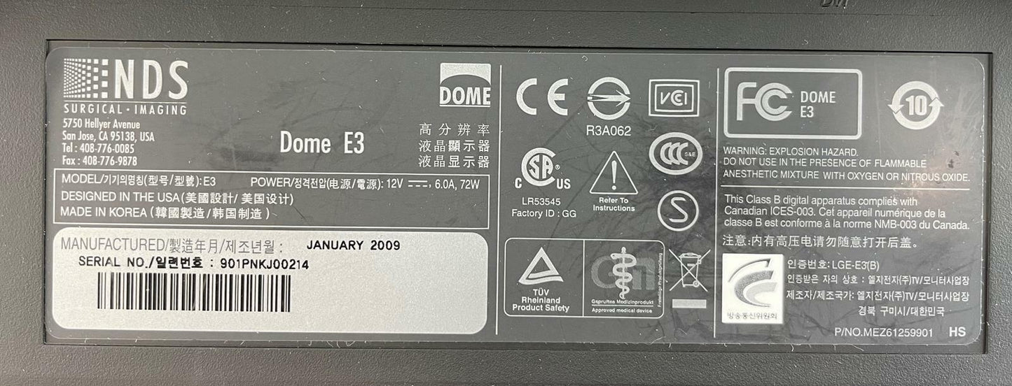 NDS Dome E3 Diagnostic Imaging Display Monitor - No Stand / No AC