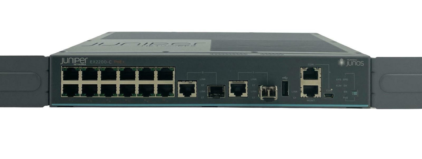 Juniper Networks EX2200-C12P-2G Gigabit Ethernet Managed Switch w/ Rack Mounts