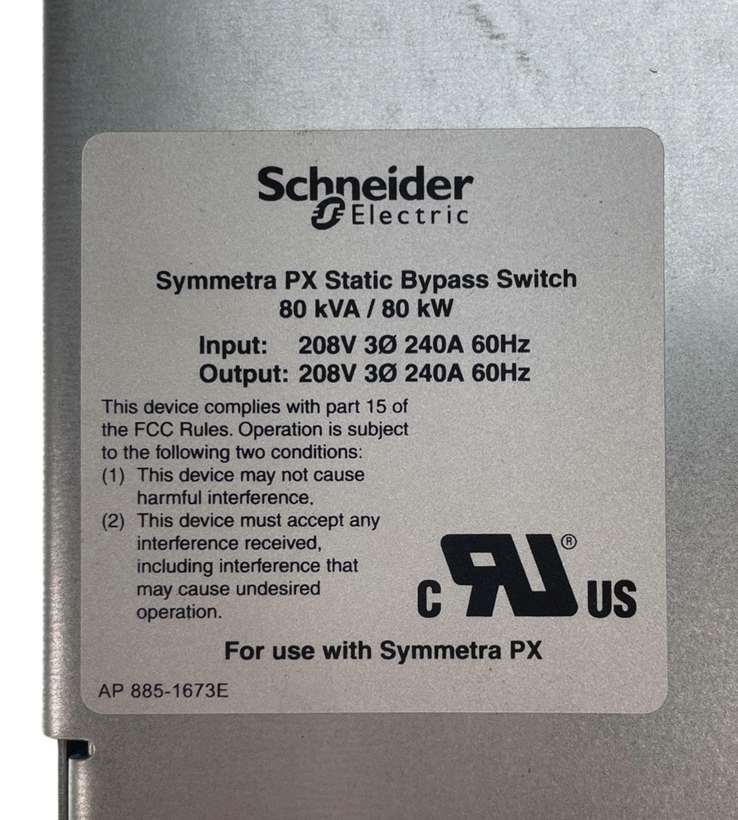 Schneider Electric SYSW80KF Symmetra PX Static Bypass Switch