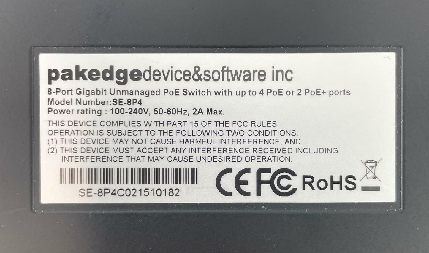 Pakedge SE-8P 8-Port Unmanaged Gigabit Ethernet PoE Network Switch