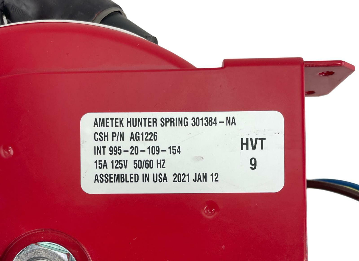 Ametek Hunter Spring AG1226 10FT Retractable Power Cable Reel - READ