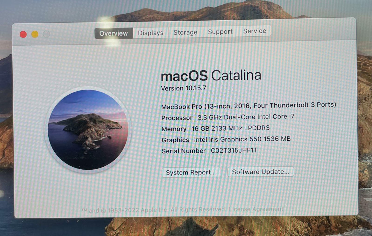 Apple MacBook Pro 2016 A1706 3.30GHz Dual i7-6567U 500GB SSD 16GB RAM #168629