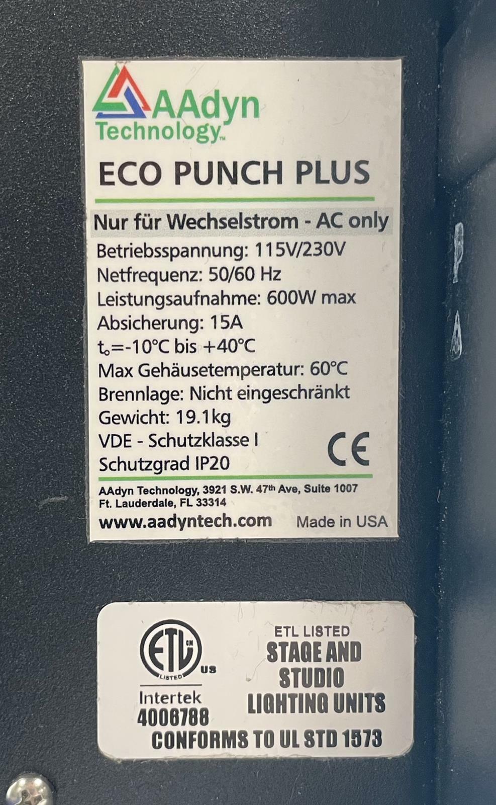 AAdynTech Eco Punch Plus Daylight LED Studio/Stage Lighting Unit