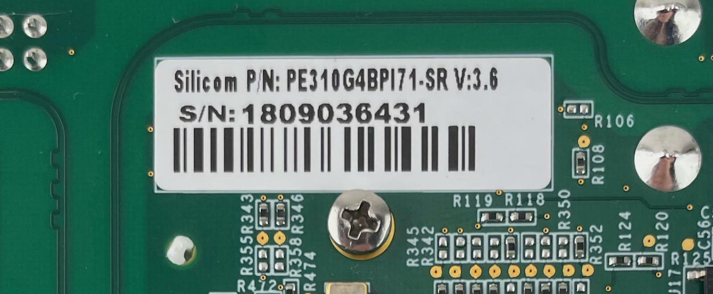 Silicom PE310G4BPI71-SR V:3.6 Quad Port Fiber 10G Ethernet PCI Bypass Adapter