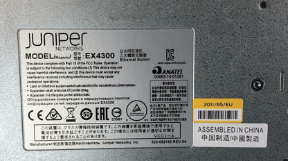 Juniper EX4300-48P 48-Port Gigabit PoE+ Networking Switch 2x PSUs