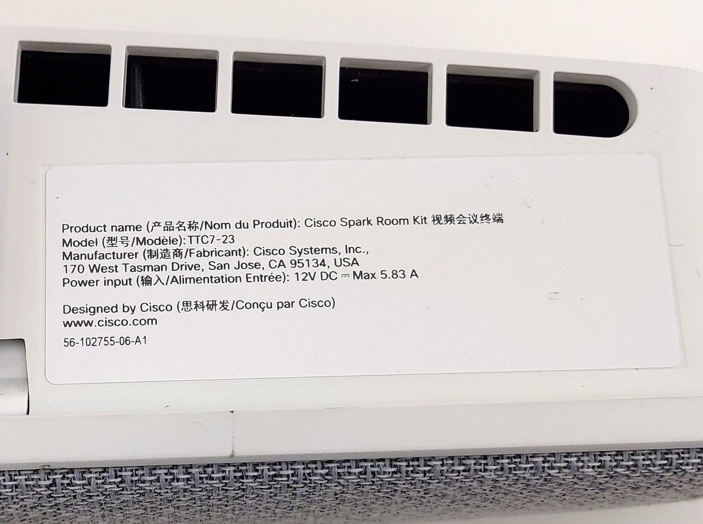 Cisco WebEx Spark Room Kit TTC7-23 Camera Bar Telepresence Unit