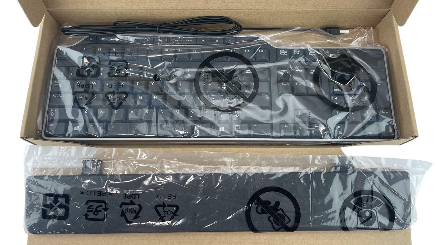 NEW - Dell KB522-BK-US Business Multimedia Wired Keyboard with Palmrest - Black