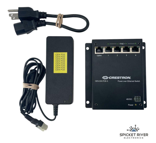 Crestron CEN-SW-POE-5 5-Port PoE Gigabit Network Switch w/ AC Power Adapter