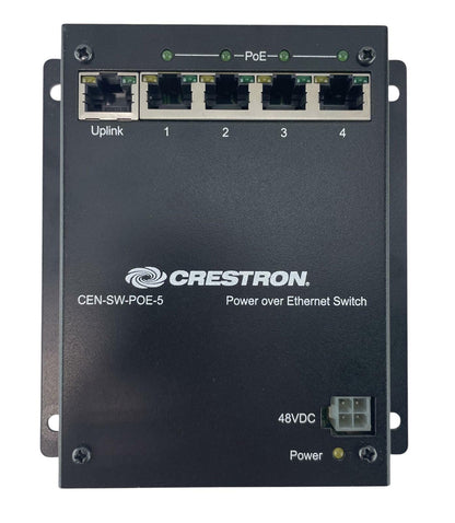 Crestron CEN-SW-POE-5 5-Port PoE Gigabit Network Switch w/ AC Power Adapter