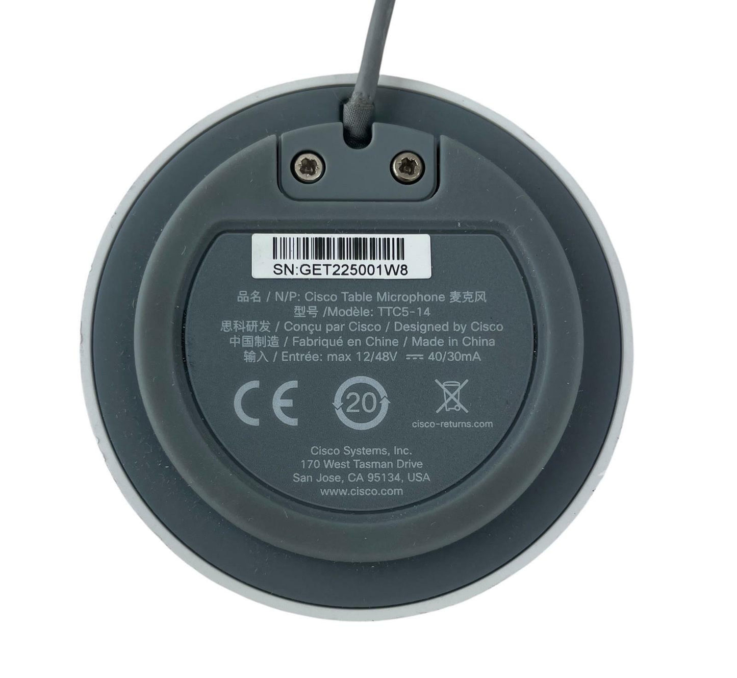 Cisco TTC5-14 Table Microphone w/ Euro Block Wiring - READ