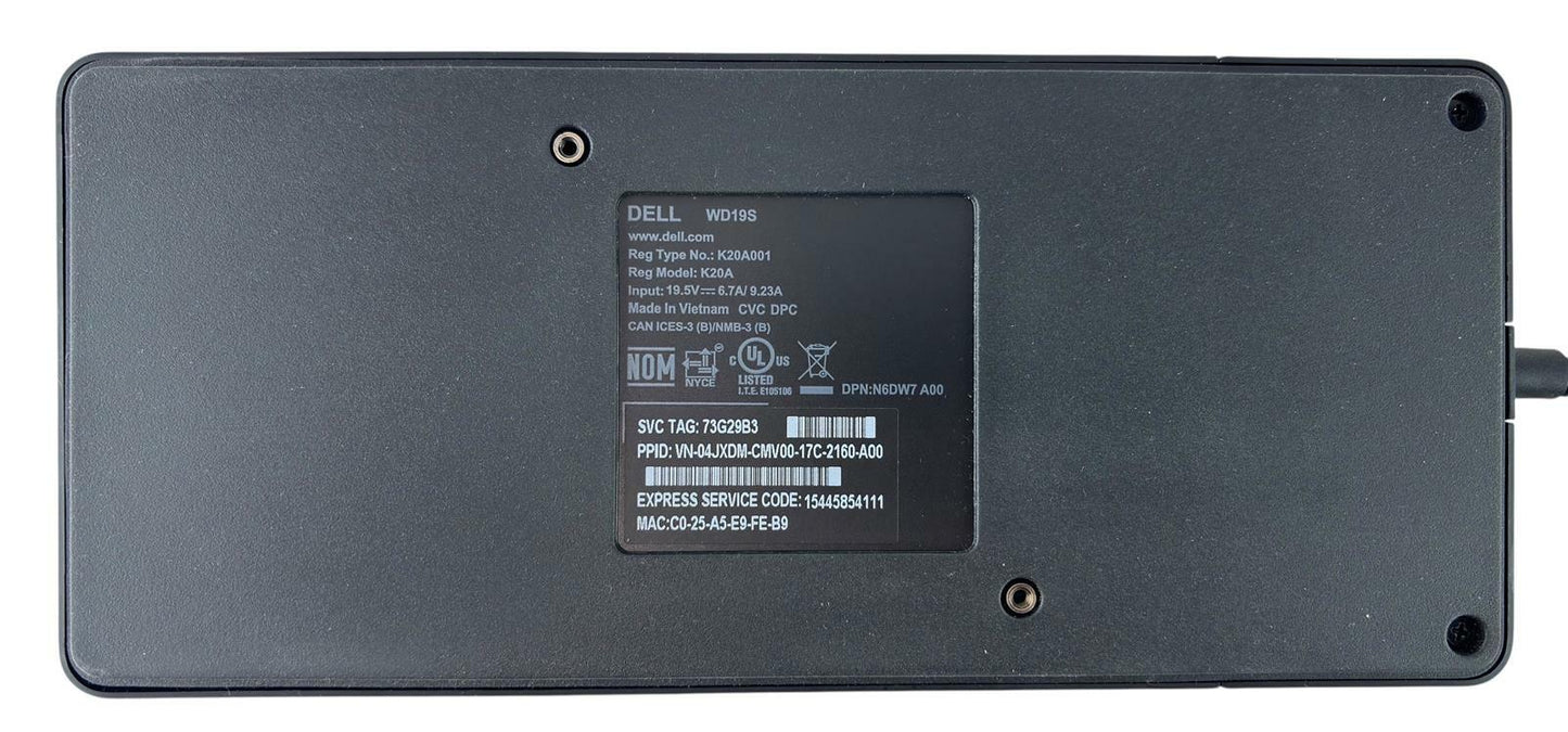 Dell WD19S USB-C Laptop Docking Station - No AC - READ