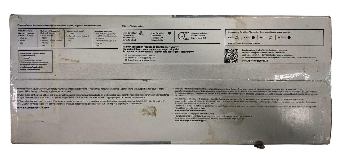 NEW - HP Deskjet 2624 All-in-One Wireless Instant Ink Printer, Copier, Scanner