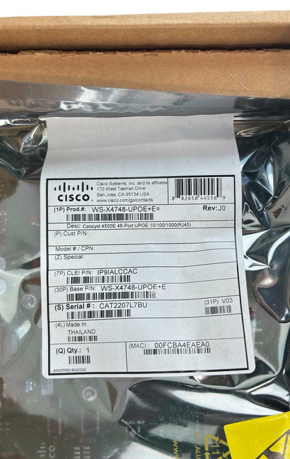 NEW - Cisco WS-X4748-UPOE+E V03 Catalyst 4500E 48-Port UPoE 10/100/1000(RJ45)