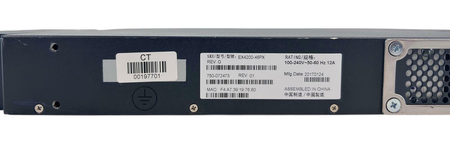 Juniper EX4200-48PX Gigabit PoE+ Network Switch 2x 930W AC PSUs w/ SFP Module