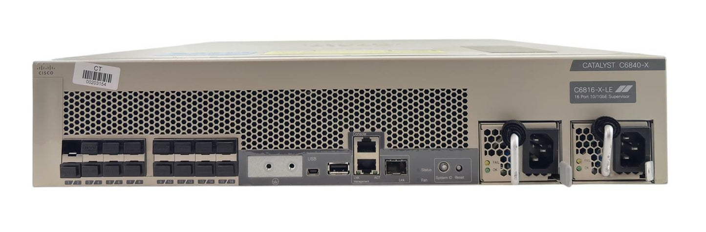 Cisco Catalyst C6816-X-LE 16-Port 10/1GbE SFP+ Supervisor C6840-X Switch