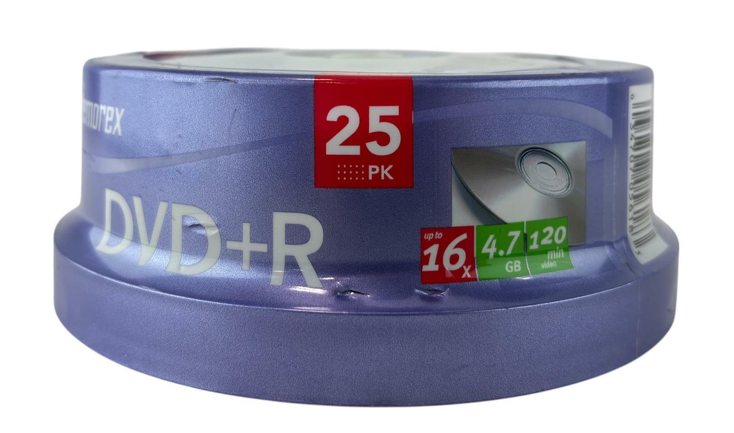 NEW - Memorex DVD+R 25-Pack Writable Discs 16x 4.7GB, 120min Video