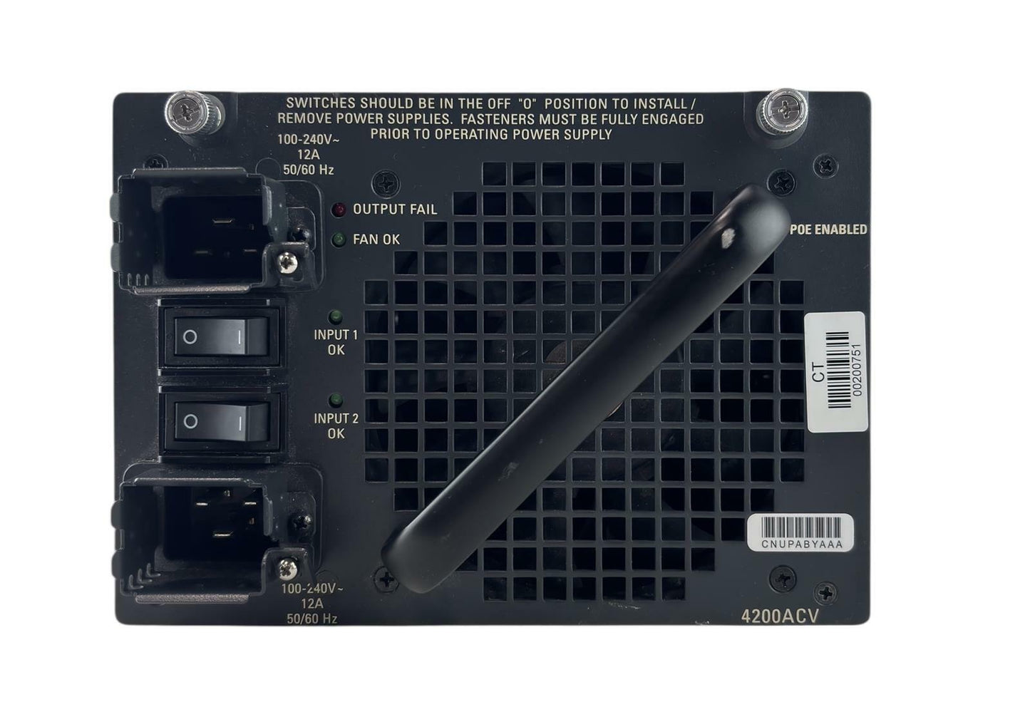 Cisco PWR-C45-4200ACV V04 Catalyst 4500 Series 4200W Power Supply