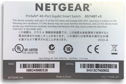 NetGear ProSafe GS748T 48-Port Gigabit Ethernet Smart Managed Switch