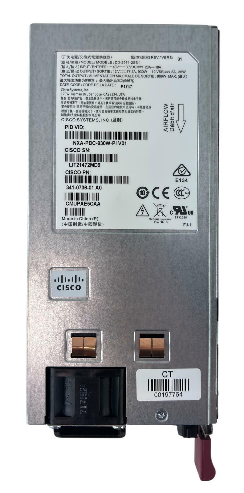 Cisco NXA-PDC-930W-PI Nexus 9000 930W DC Power Supply DD-2961-2SB1
