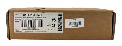 NEW - Lot of 25 - Dell SNP531R8C/4G 4GB DDR3 SDRAM PC3-12800 1Rx8 RAM Memory