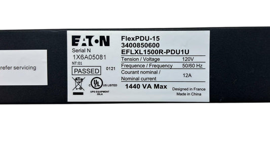 Eaton FlexPDU-15 EFLXL1500R-PDU1U 12-Outlet 120V Power Distribution Rack