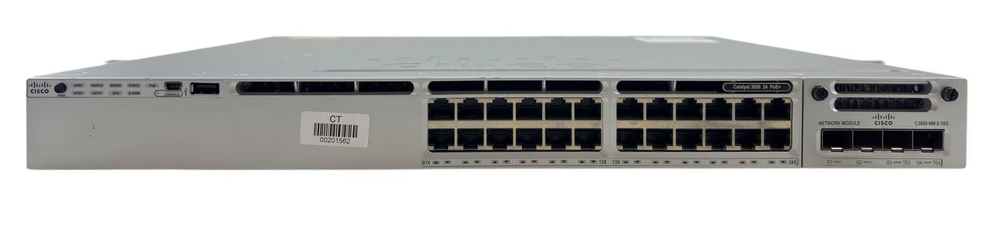 Cisco WS-C3850-24P-S V04 Catalyst 3850 24-Port PoE+ w/ C3850-NM-2-10G 2x10G SFP+
