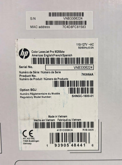 NEW - HP Color LaserJet Pro M255dw (7KW64A) Wireless Laser Printer