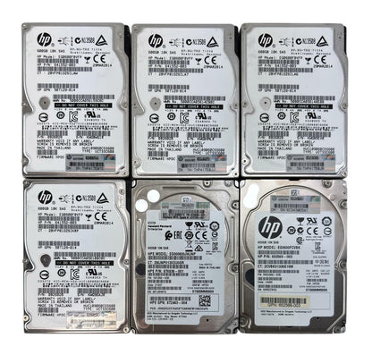 Lot of 6 - Assorted HP 600GB 10K RPM 6Gbps SAS 2.5" Enterprise Hard Drive HDDs