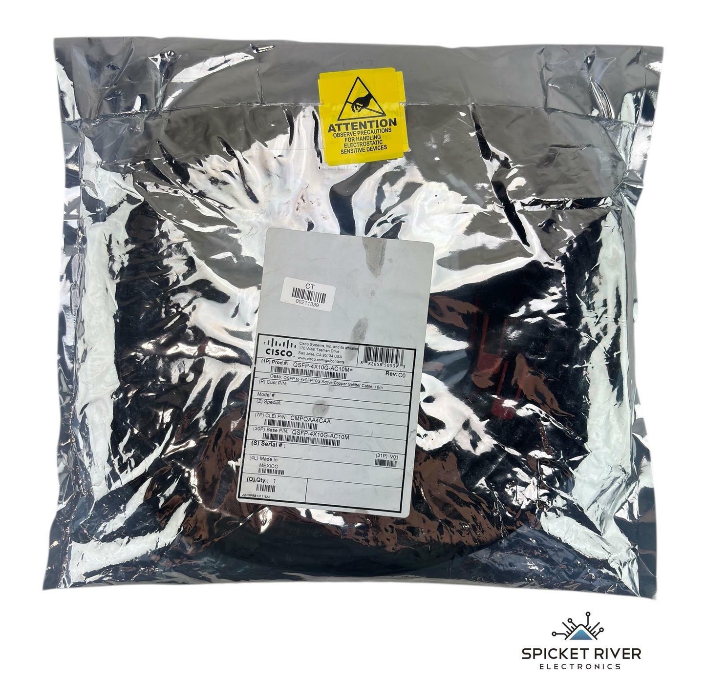 Open - Cisco QSFP-4X10G-AC10M QSFP to 4xSFP 10G Active Copper Splitter, 10m