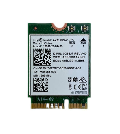 Lot of 6 - Intel AX211NGW M.2 PCIe Wireless Tri-Band 2.4Gbps WiFi 6E Card 0G83J7