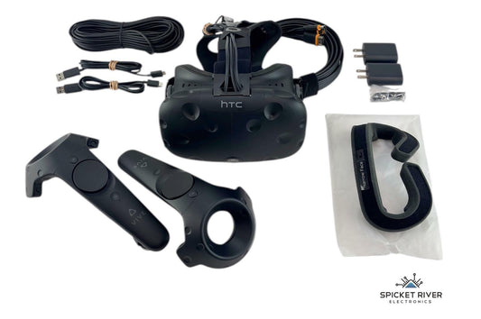 HTC Vive 0PJT100 Virtual Reality Headset w/ Wands & Cables - No Base Station