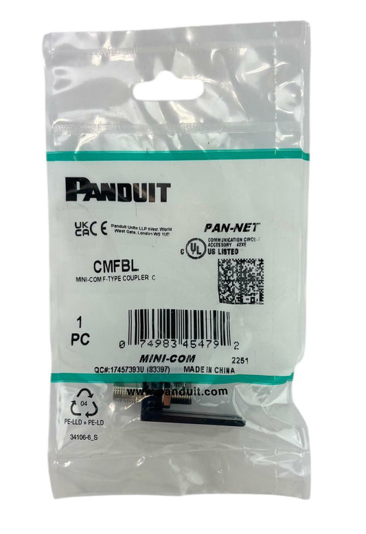 NEW - Box of 9 - Panduit CMFBL Mini-Com F-Type Coupler C - Black