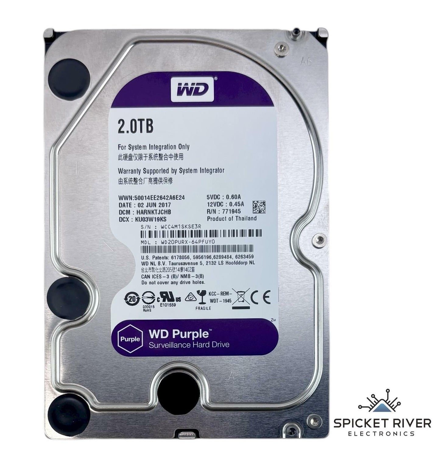 Western Digital Purple WD20PURX-64PFUY0 2TB SATA 6Gb/s 5.4K 3.5" HDD Hard Drive