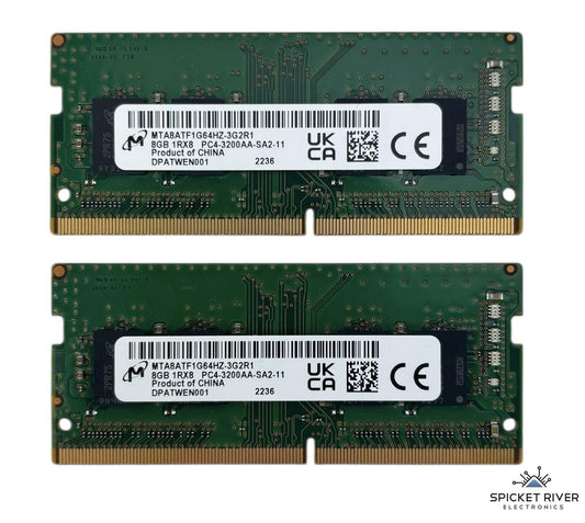 Lot of 2 - Micron MTA8ATF1G64HZ-3G2R1 8GB 1Rx8 PC4-3200AA DDR4 SODIMM Laptop RAM