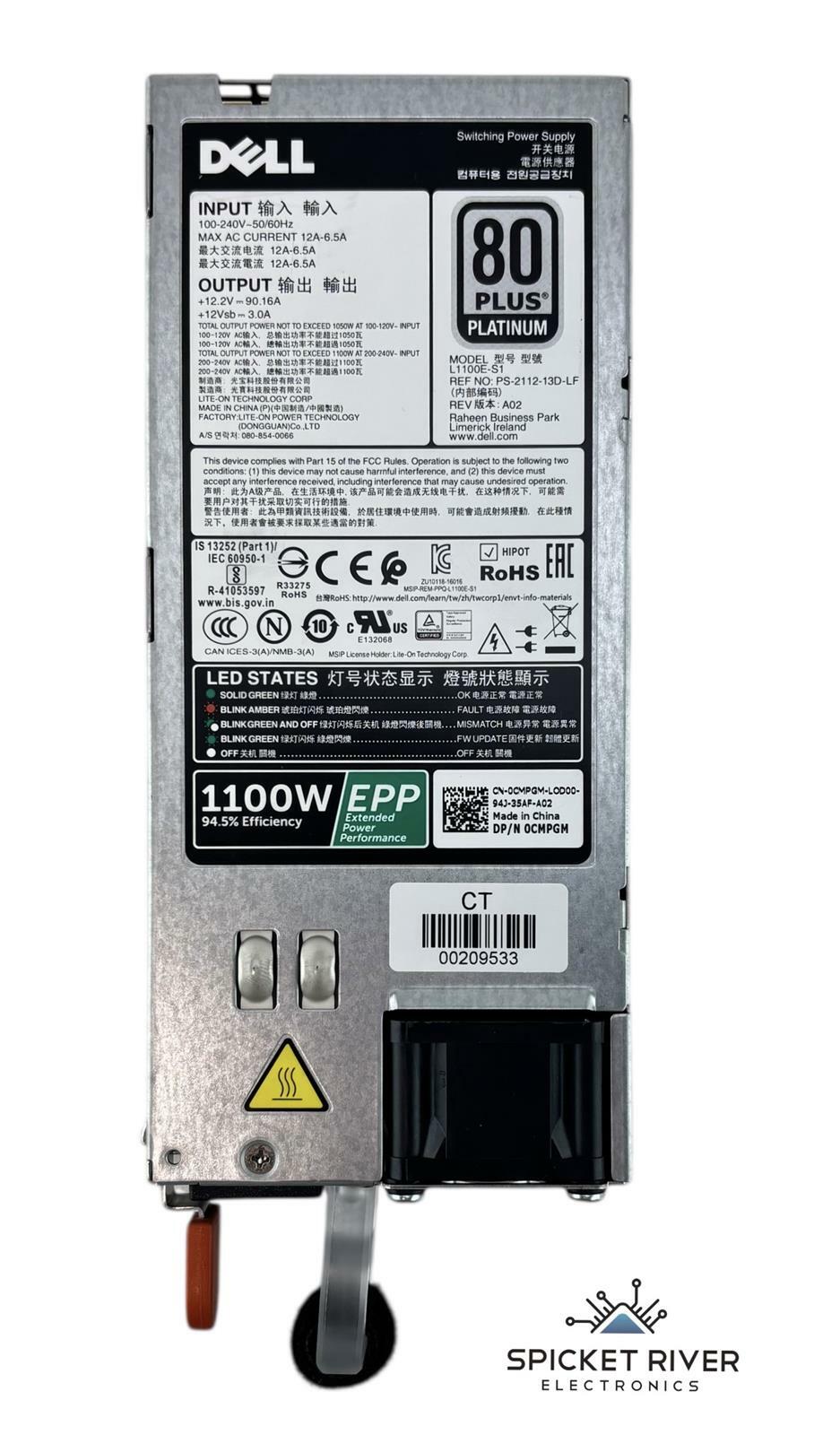 Dell L1100E-S1 PS-2112-13D-LF 1100W 80 Plus Platinum EPP Power Supply 0CMPGM