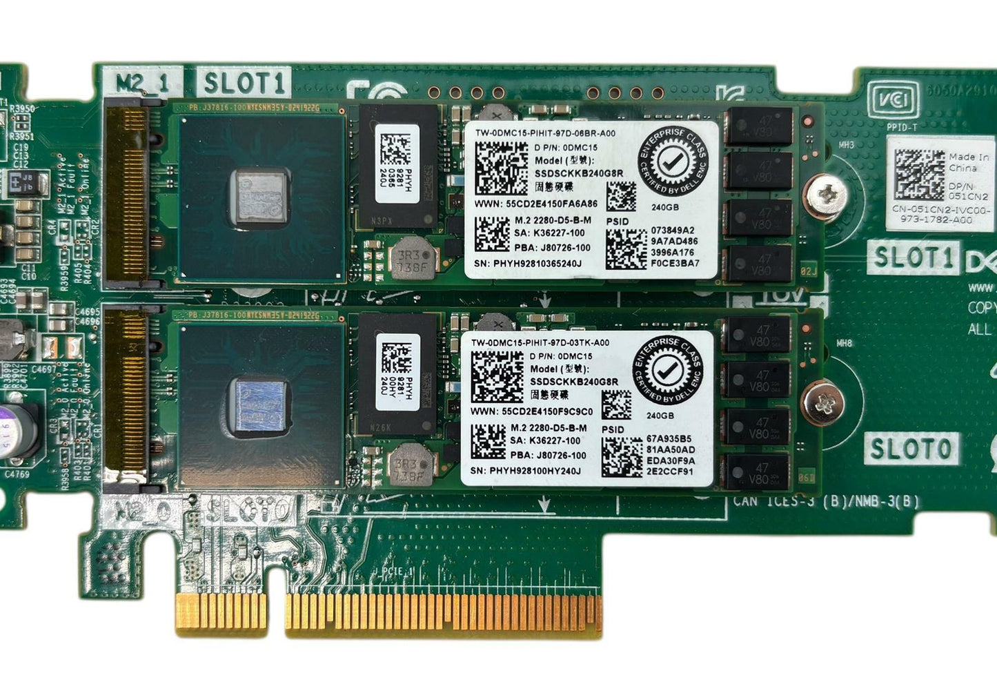 Dell EMC 051CN2 Dual PCIe Storage Controller Card w/ 2x 240GB SATA M.2 2280 SSDs