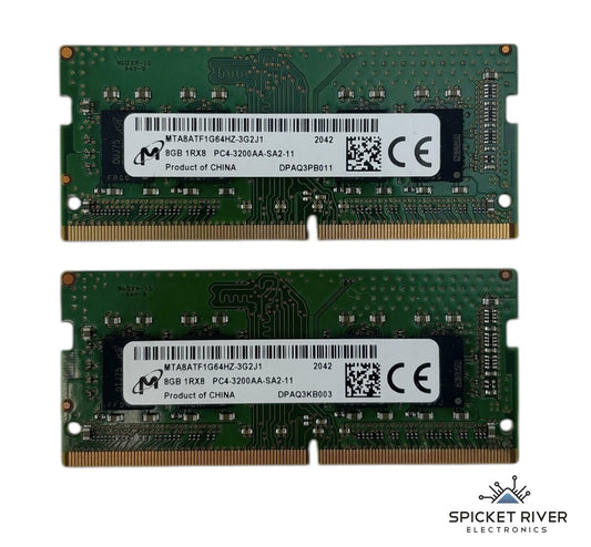 Lot of 2 - Micron MTA8ATF1G64HZ-3G2J1 8GB 1Rx8 PC4-3200AA DDR4 SODIMM Laptop RAM