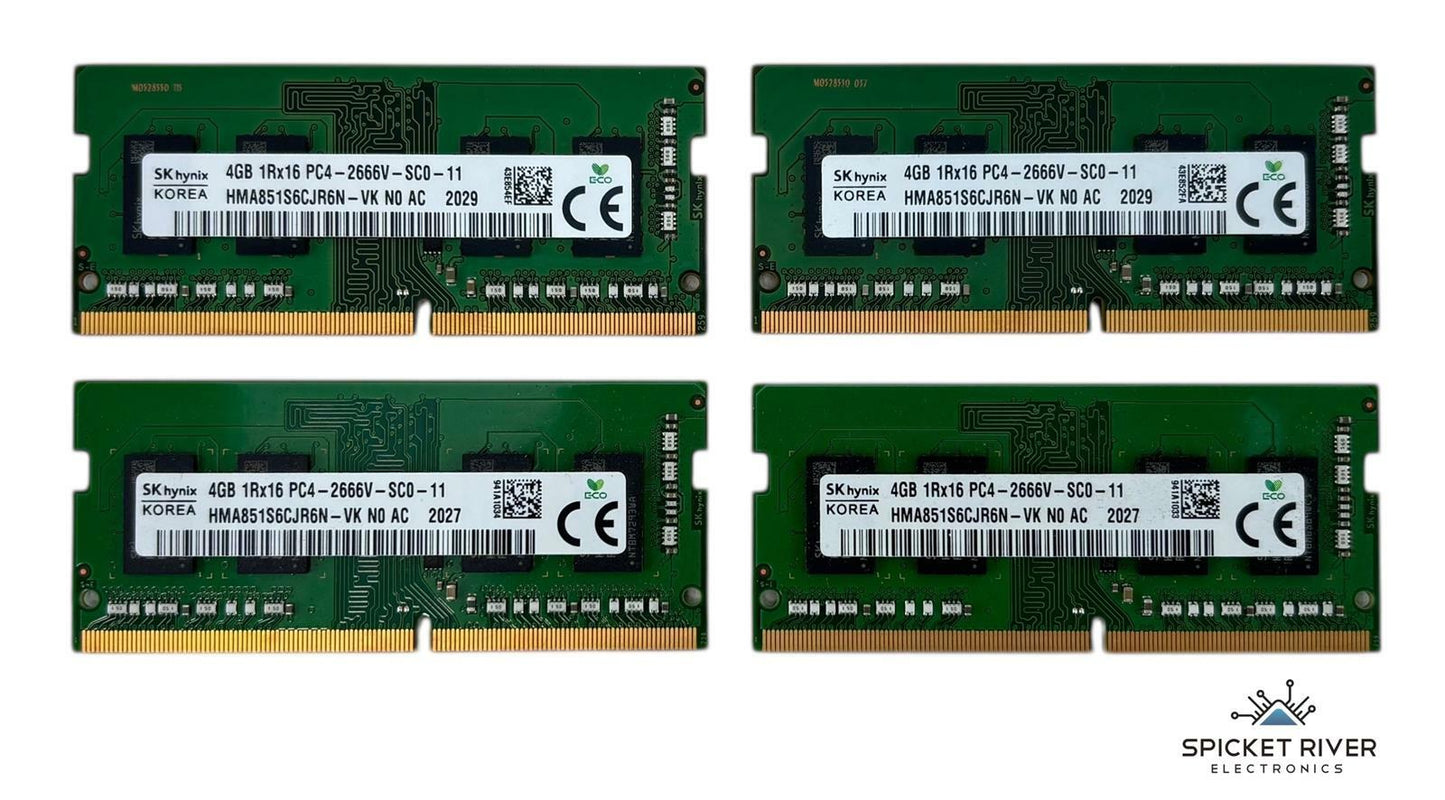 Lot of 6 - SK Hynix HMA851S6CJR6N-VK 4GB 1Rx16 PC4-2666V DDR4 SODIMM Laptop RAM
