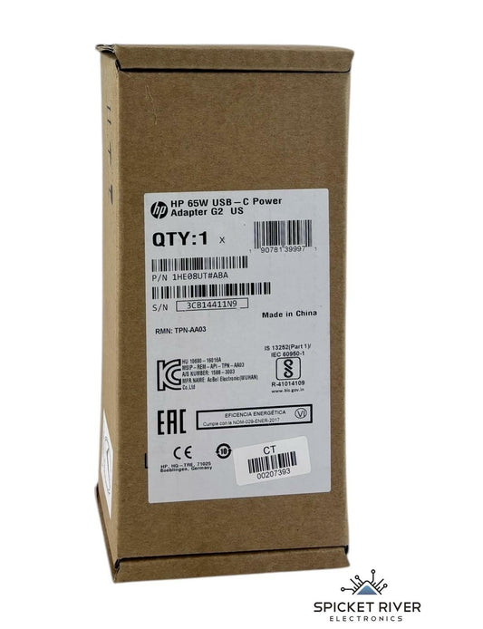 NEW - Genuine HP 65W USB-C Laptop Power Adapter G2 P/N: 1HE08UT