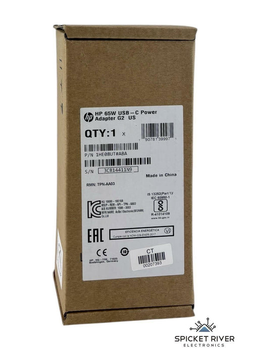 NEW - Open Box - Genuine HP 65W USB-C Power Adapter G2 P/N: 1HE08UT
