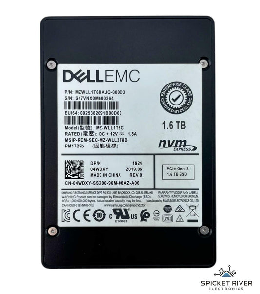 Dell EMC Samsung PM1725b MZ-WLL1T6C 1.6TB PCIe NVMe Enterprise Solid State SSD
